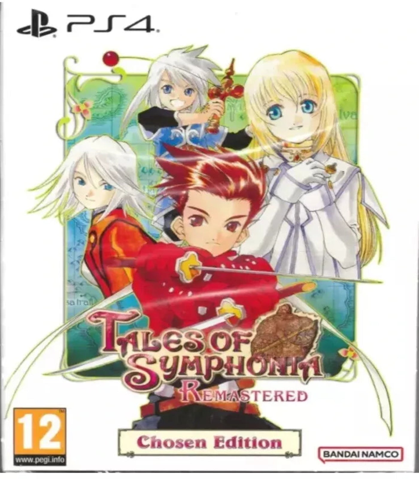 Game cover for 'Tales of Symphonia Remastered' on PS4 with character illustrations and branding.