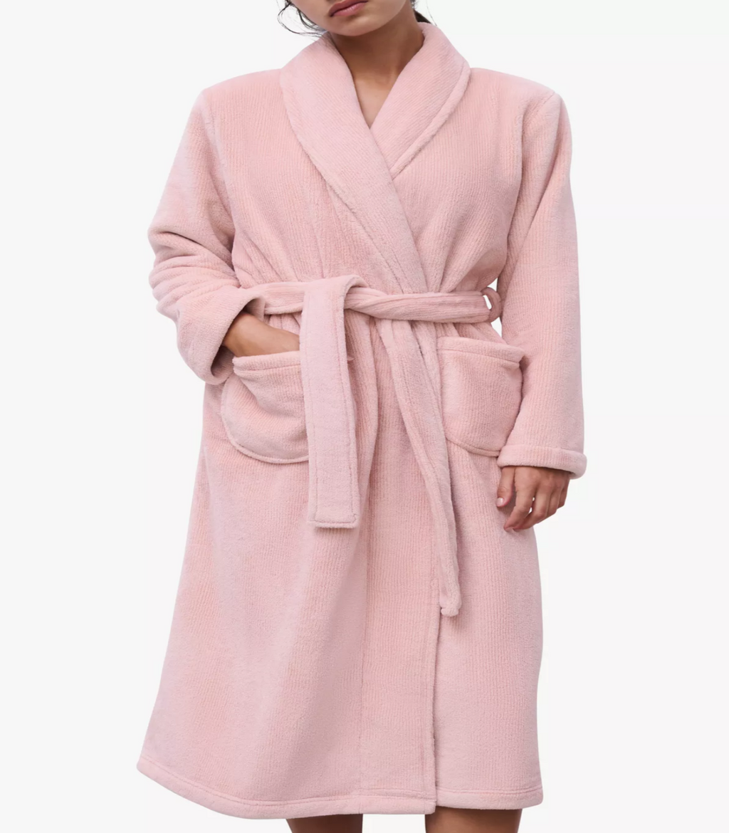 Teddy Soft Feel Dressing Gown, Authenic Pink Size L