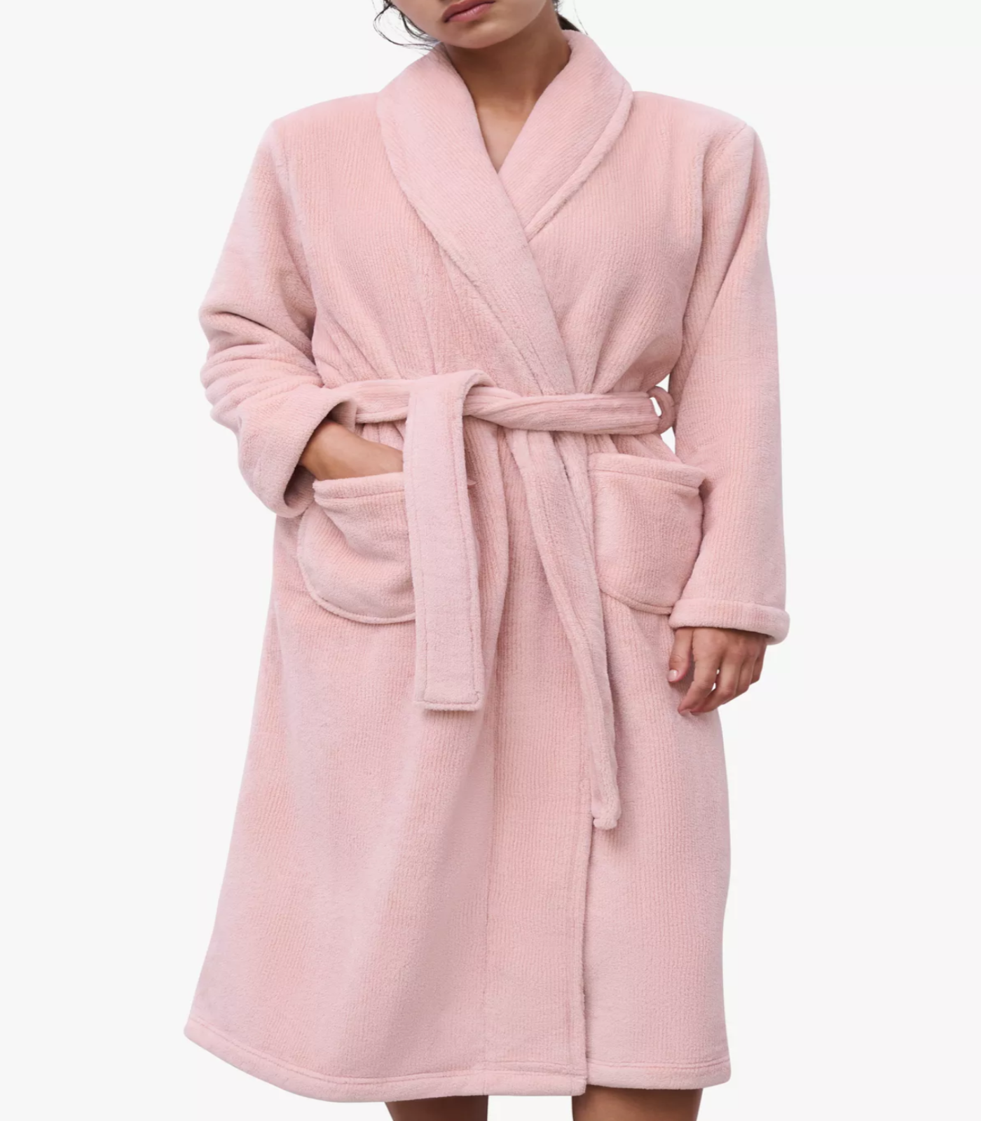 Teddy Soft Feel Dressing Gown, Authenic Pink Size L