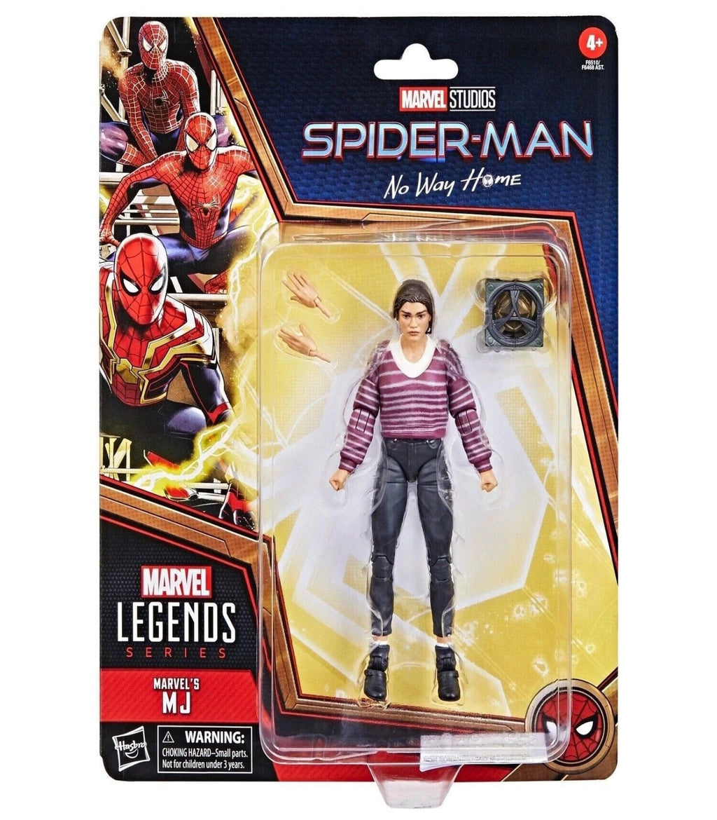 Marvel Legends Spider-Man action figure packaging with character images on a white background