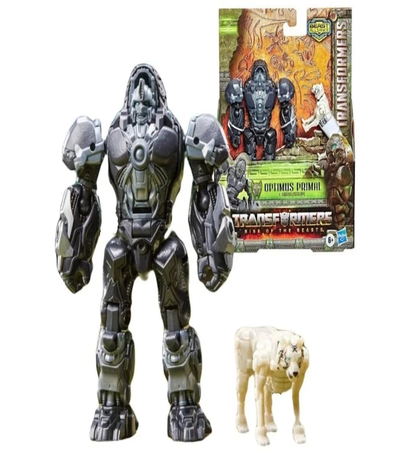 Transformers action figure with packaging on a white background