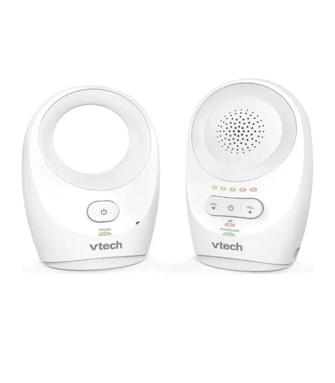 Two Vtech baby monitors on a white background