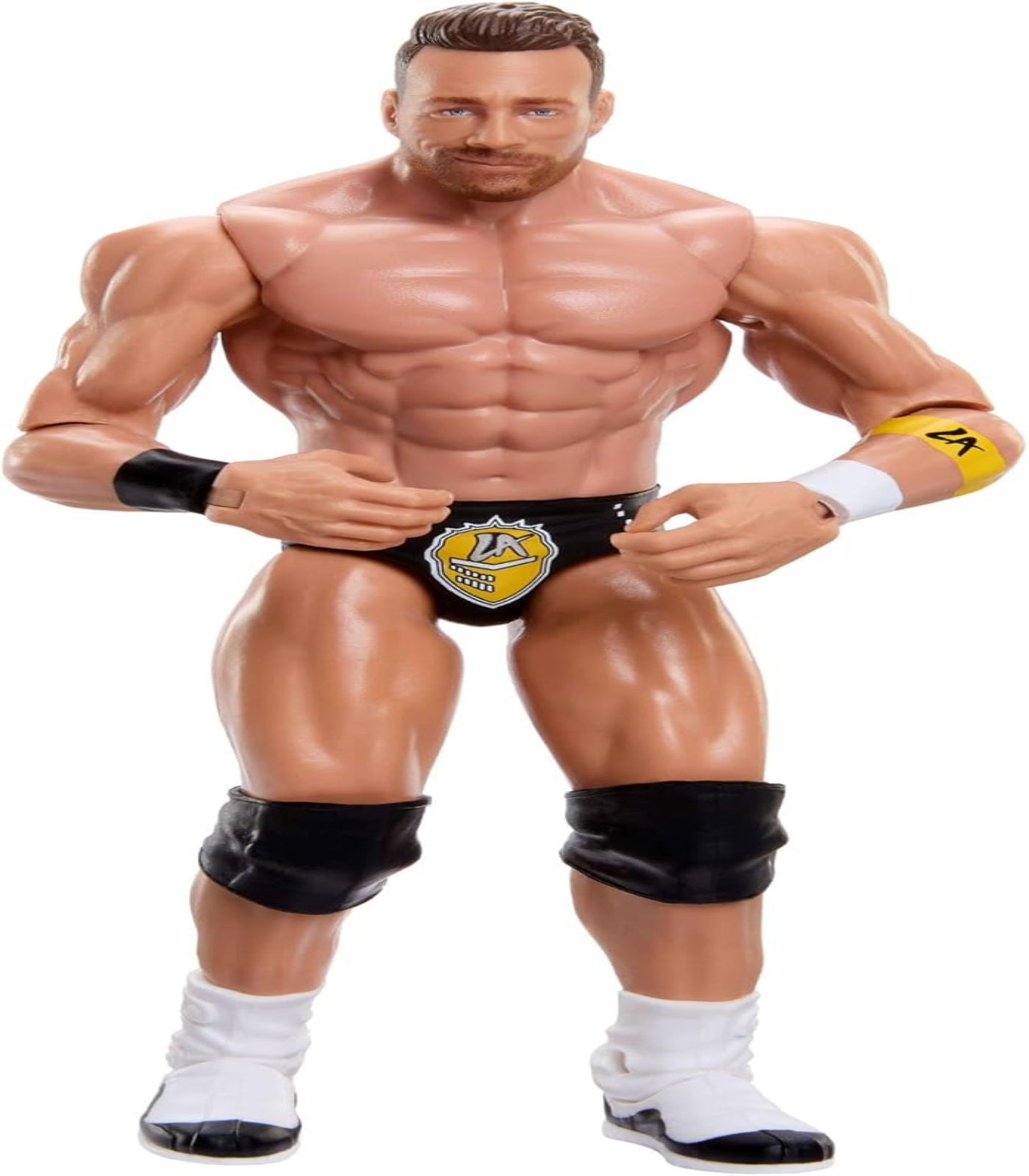 Muscular action figure with a detailed design on a white background