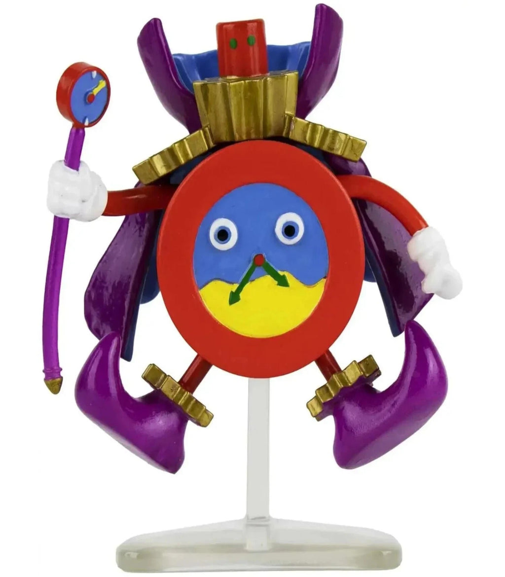 Colorful toy figure with a round face and multiple limbs on a white background