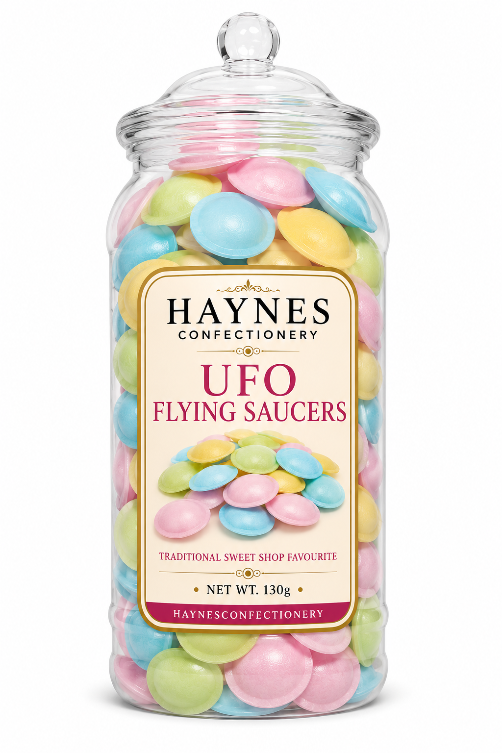 Original Flying Saucers UFO 130g Sherbet Retro Sweets, Sweet Shop Favourite HD