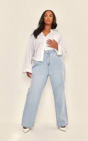 PRETTYLITTLETHING Plus Light Blue Wash High Rise Straight Leg Jeans size 20 RRP£28