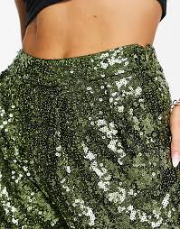 ASOS DESIGN Curve sequin slouchy trouser khaki Size 20 RRP £60