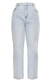 PRETTYLITTLETHING Plus Light Blue Wash High Rise Straight Leg Jeans Size 22