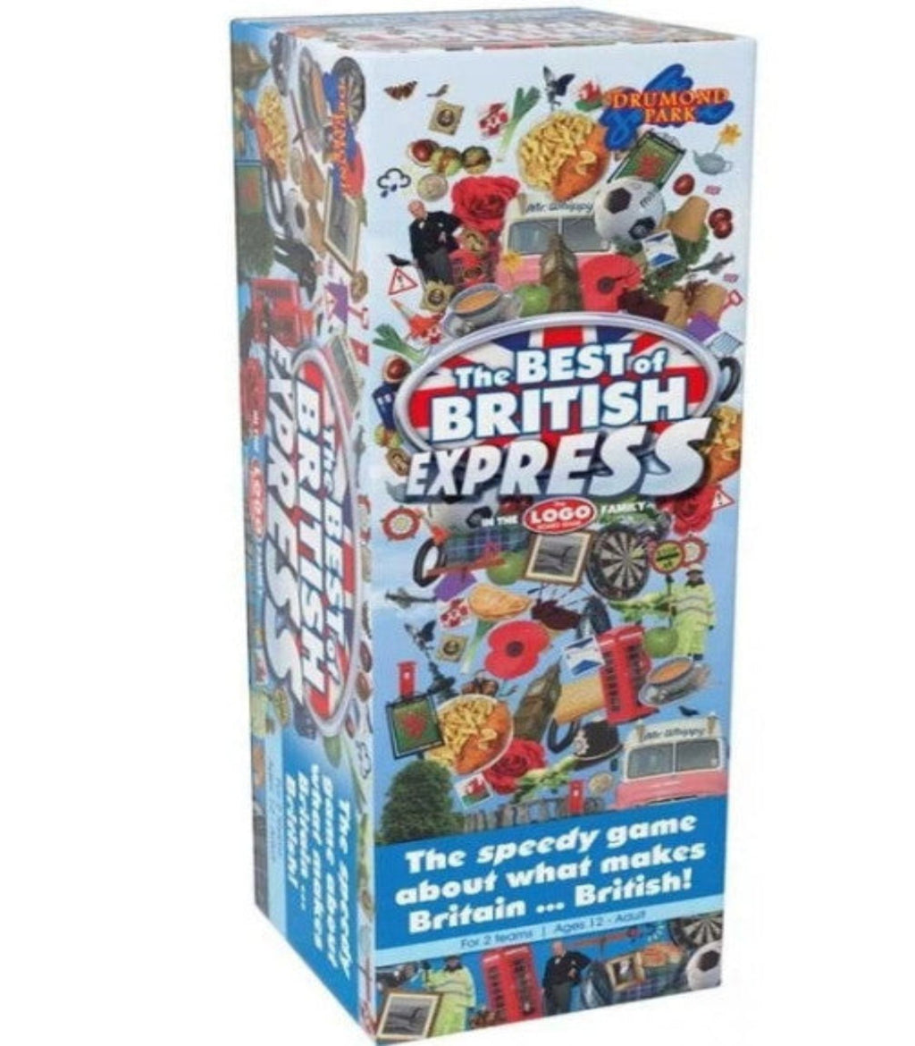 Board game box titled 'The Best of British Express' with colorful graphics on a white background