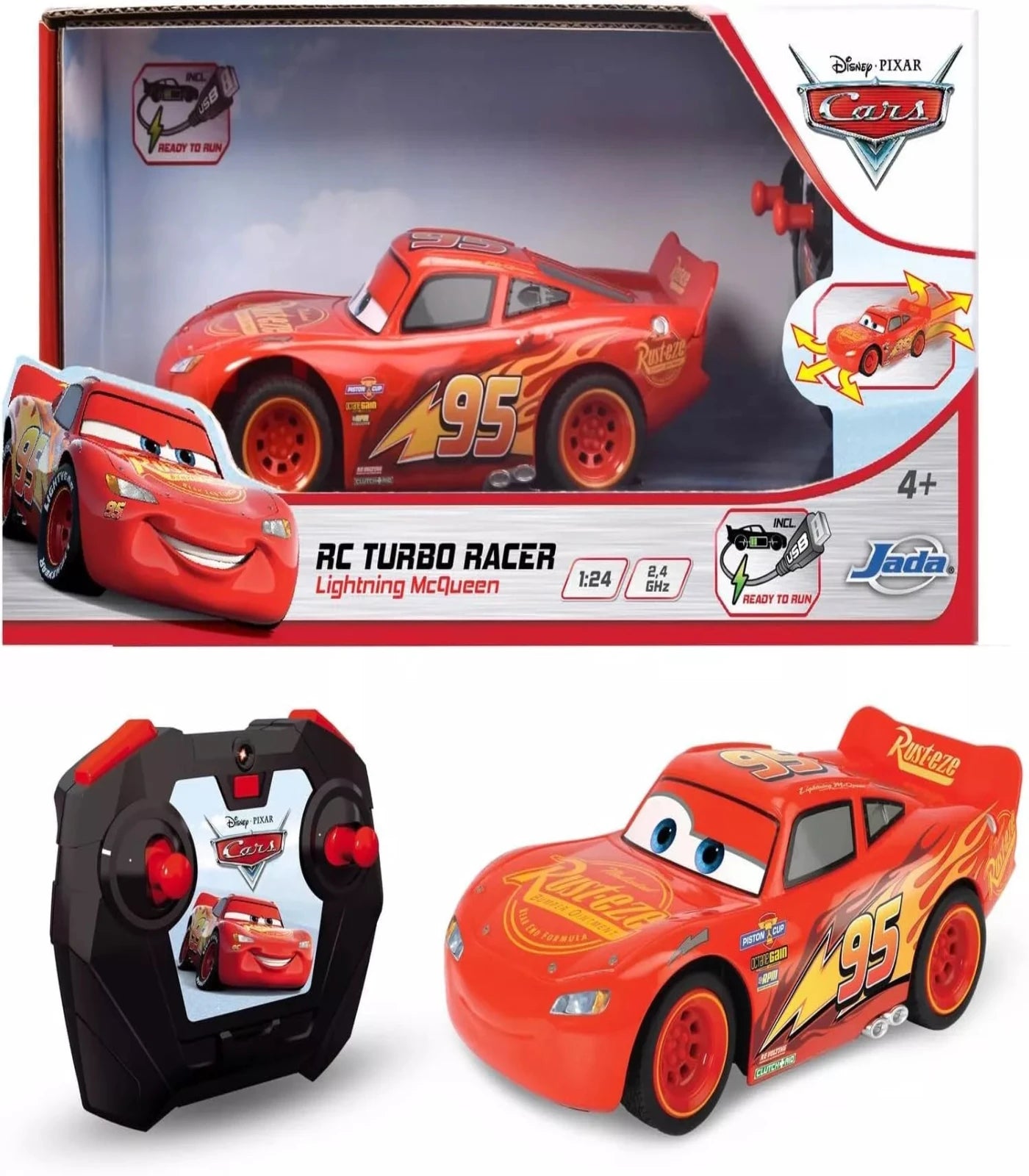 Disney Cars R/C Turbo Racer Lightning McQueen Remote Control Vehicle 4+