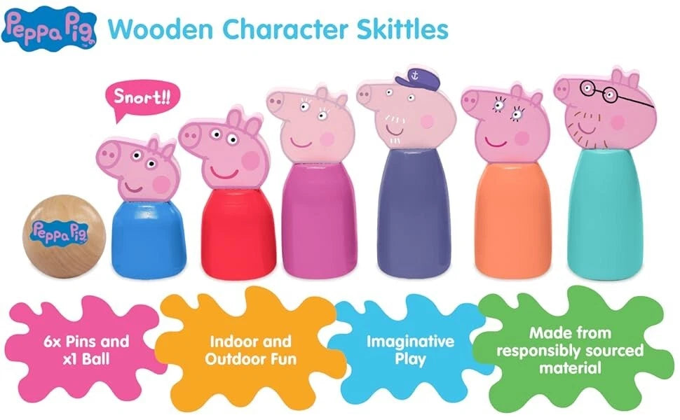 Peppa Pig Wooden Skittles And Ball