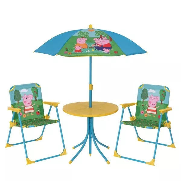 Peppa Pig Kids Garden Patio Set 2 Chairs & Parasol Outdoor Furniture