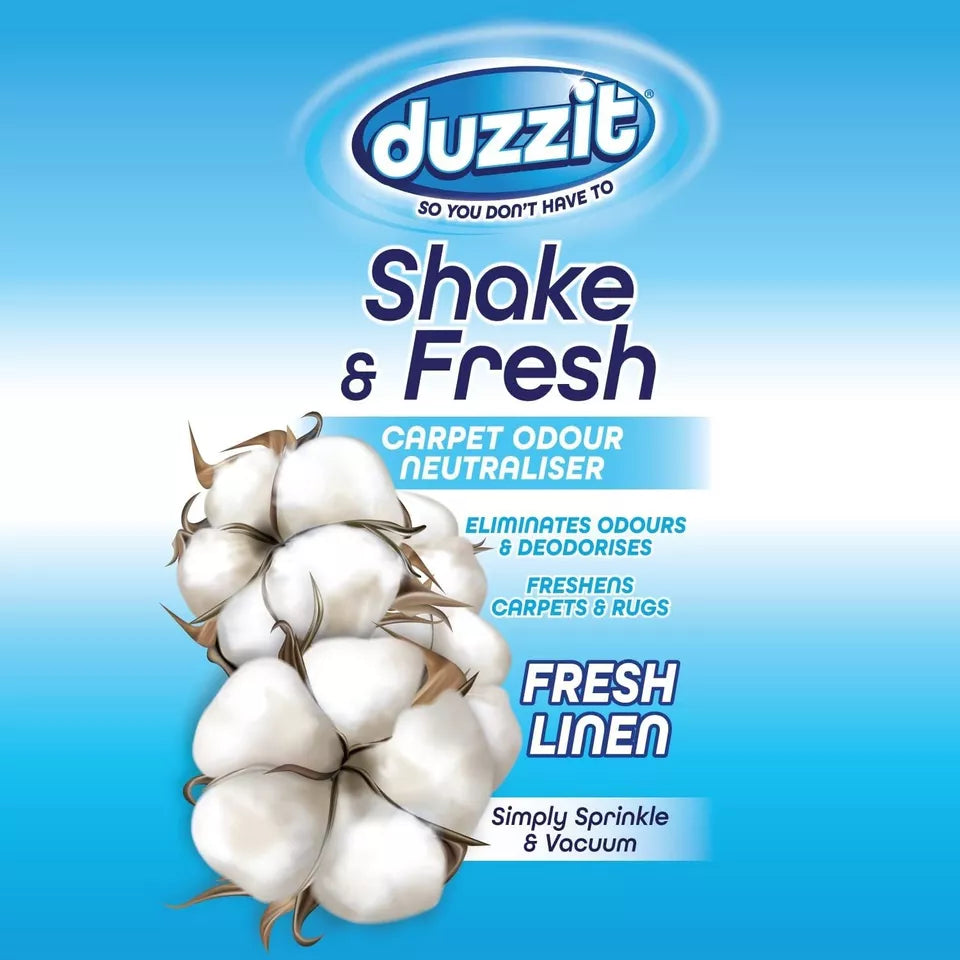 Duzzit Shake & Fresh Carpet Odour Neutraliser Fresh Linen 500g (2 Pack)