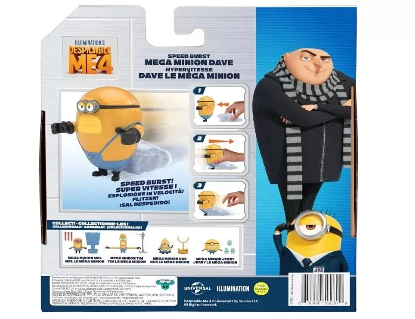 Despicable Me 4 Speed Burst Mega Minion Dave Action Figure 4+