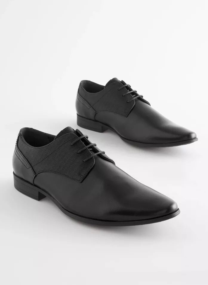 Next Black Wide Fit Lace Up Derby Shoes Size 11 RRP £35