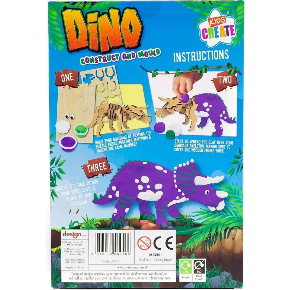 Dino Construct & Mould Build Your Own Dinosaur Arts Crafts Kids Puzzle Gift 6+