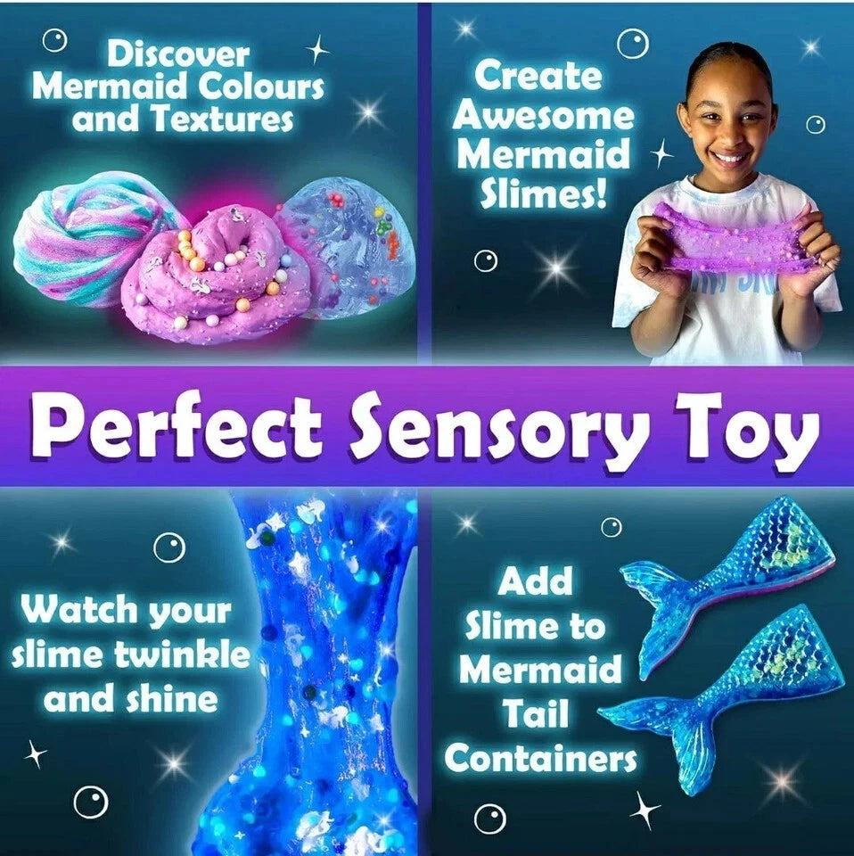 Mermaid Slime Kit 35-Pieces Set Glow In The Dark Sensory Kit
