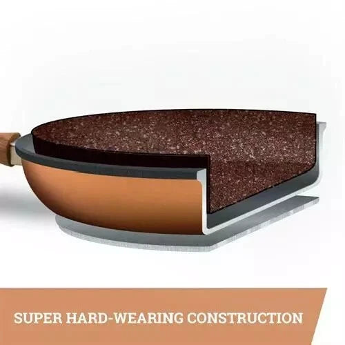 Copper Stone Pans Non-Stick & Hard Wearing with Wood Effect Handle 20cm