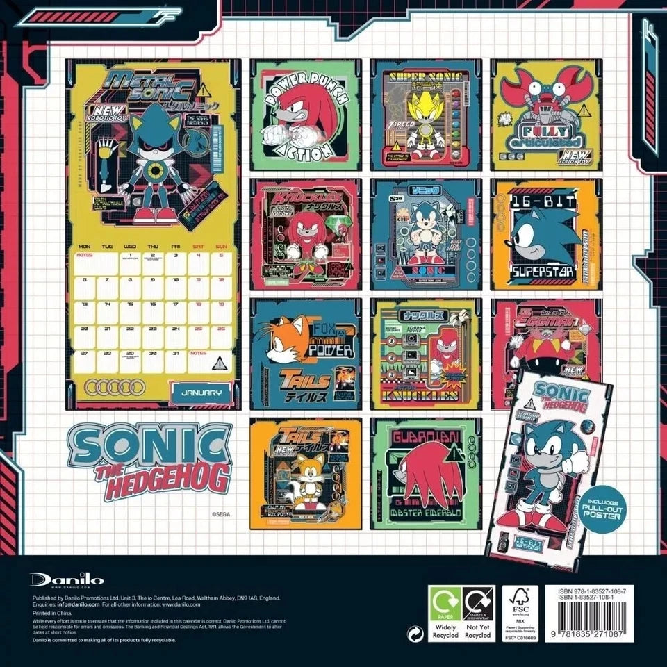 Sonic The Hedgehog 2025 Calendar
