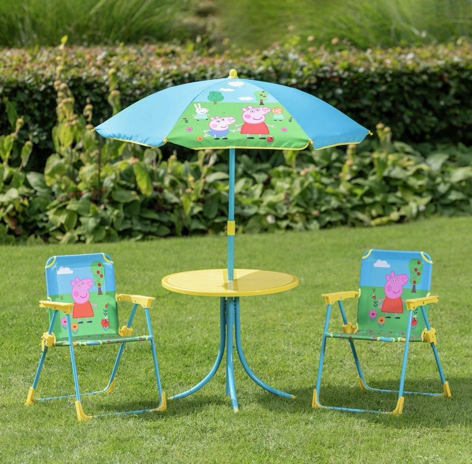 Peppa Pig Kids Garden Patio Set 2 Chairs & Parasol Outdoor Furniture