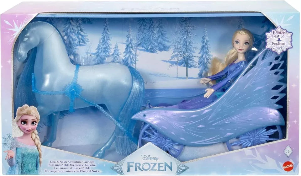Disney Frozen Elsa Fashion Doll With Mythical Horse Nokk & Adventure Carriage 3+