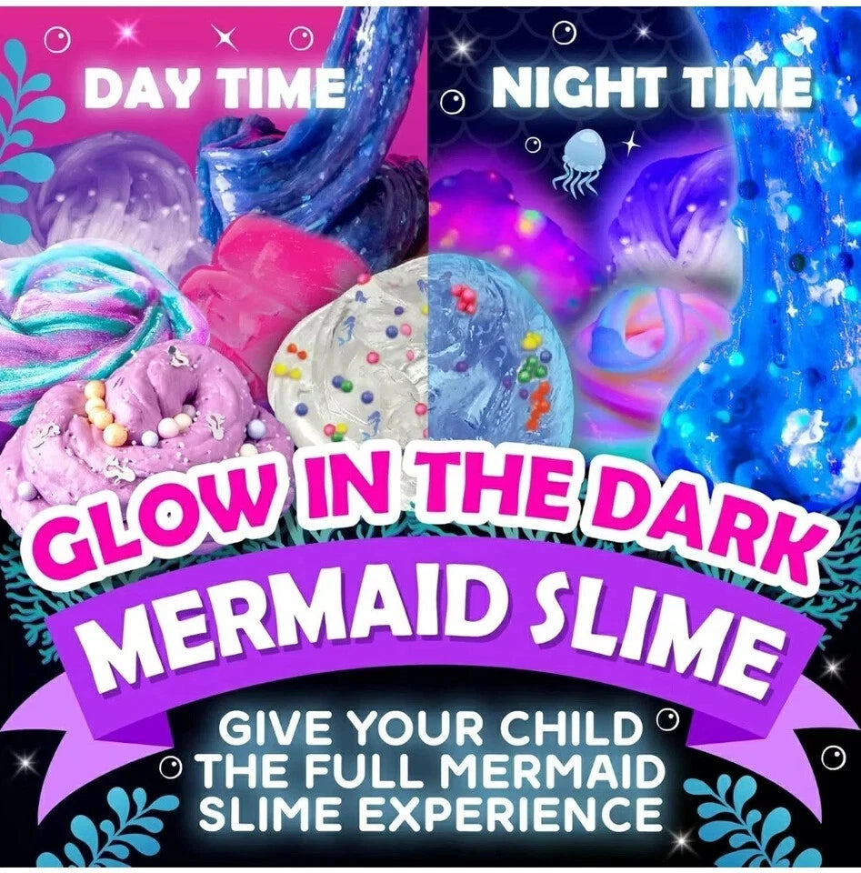 Mermaid Slime Kit 35-Pieces Set Glow In The Dark Sensory Kit
