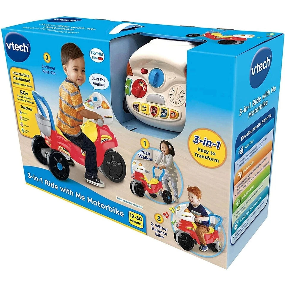 VTech 3-in-1 Ride with Me Motorbike