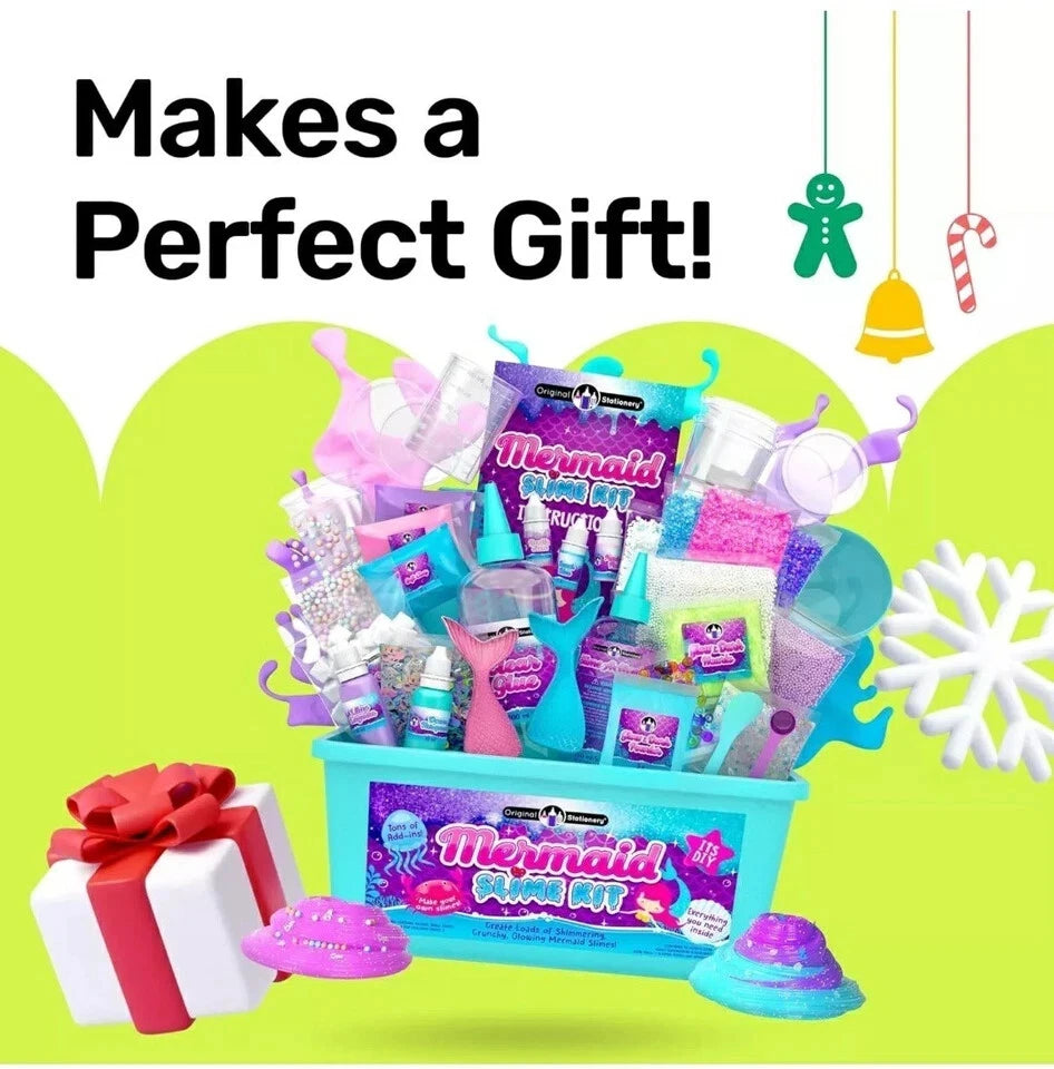 Mermaid Slime Kit 35-Pieces Set Glow In The Dark Sensory Kit