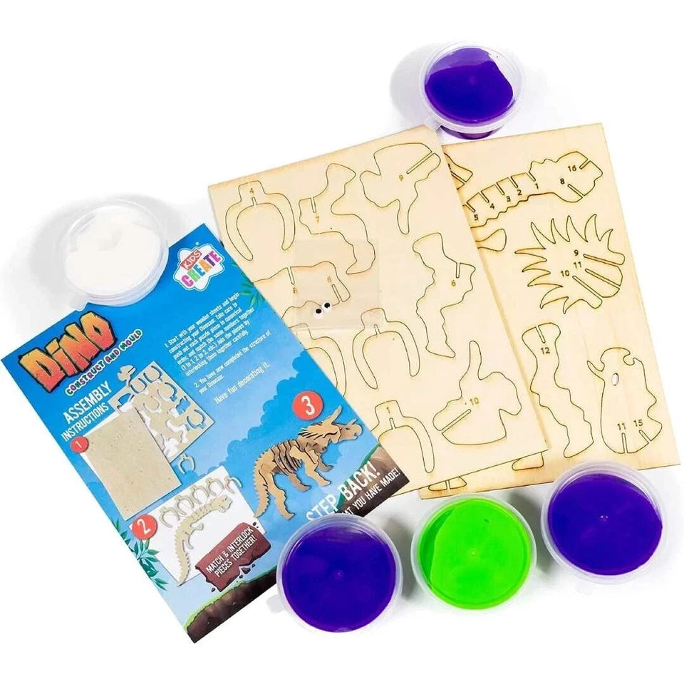 Dino Construct & Mould Build Your Own Dinosaur Arts Crafts Kids Puzzle Gift 6+
