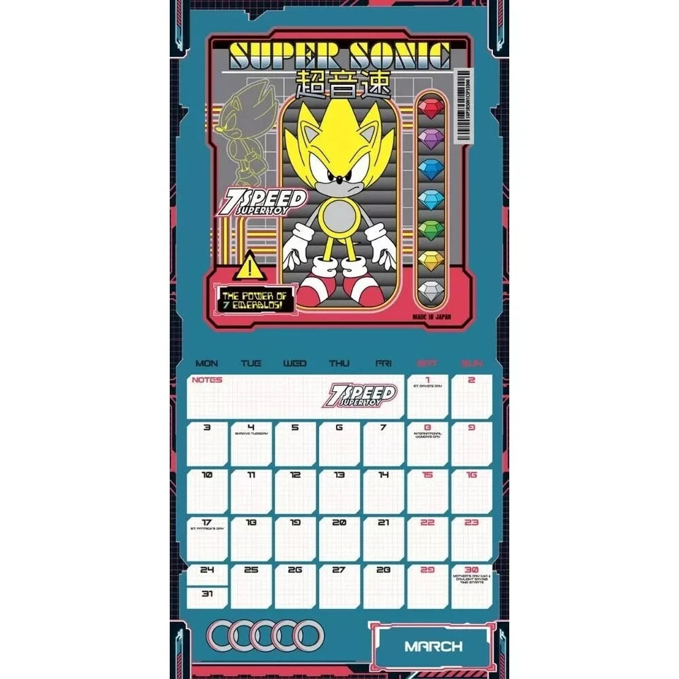 Sonic The Hedgehog 2025 Calendar