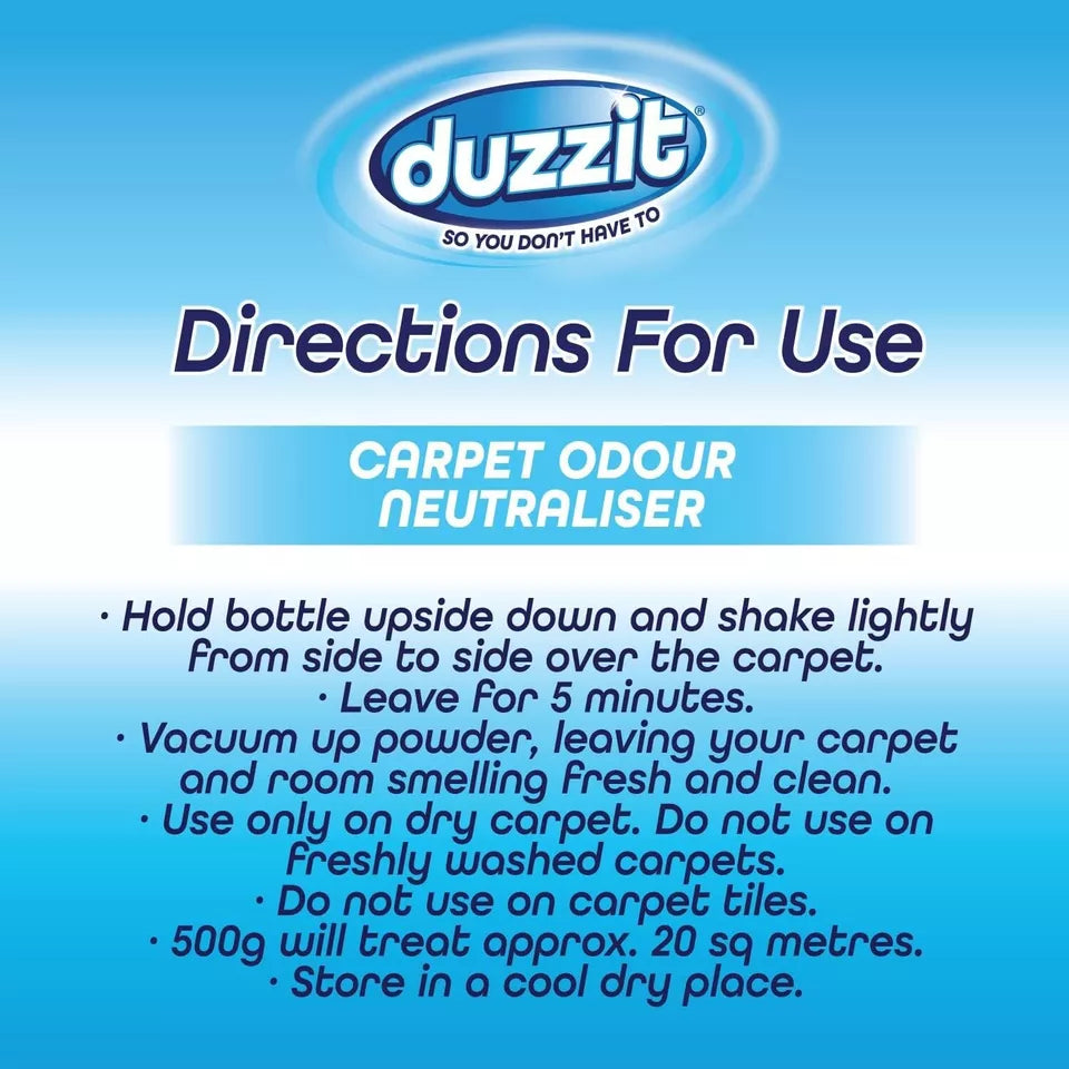 Duzzit Shake & Fresh Carpet Odour Neutraliser Fresh Linen 500g (2 Pack)